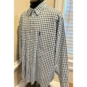 Abercrombie & Fitch Mens XL Blue & White Gingham Plaid Button Down Long Sleeve